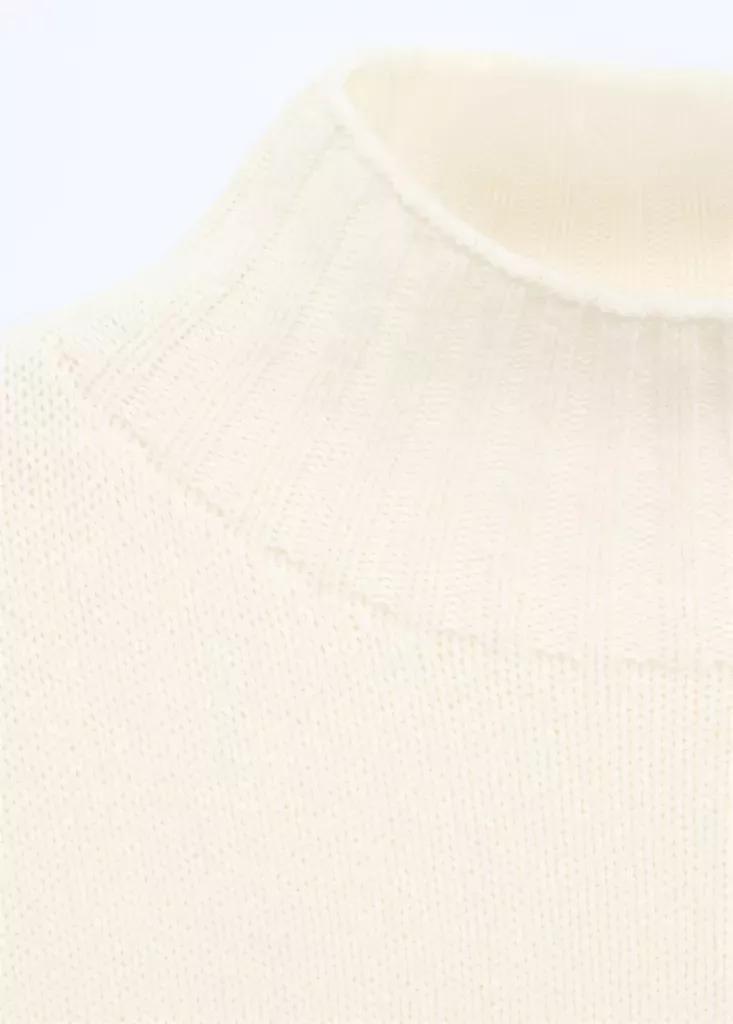 White Turtleneck Wool Sweater, White, large image number 5