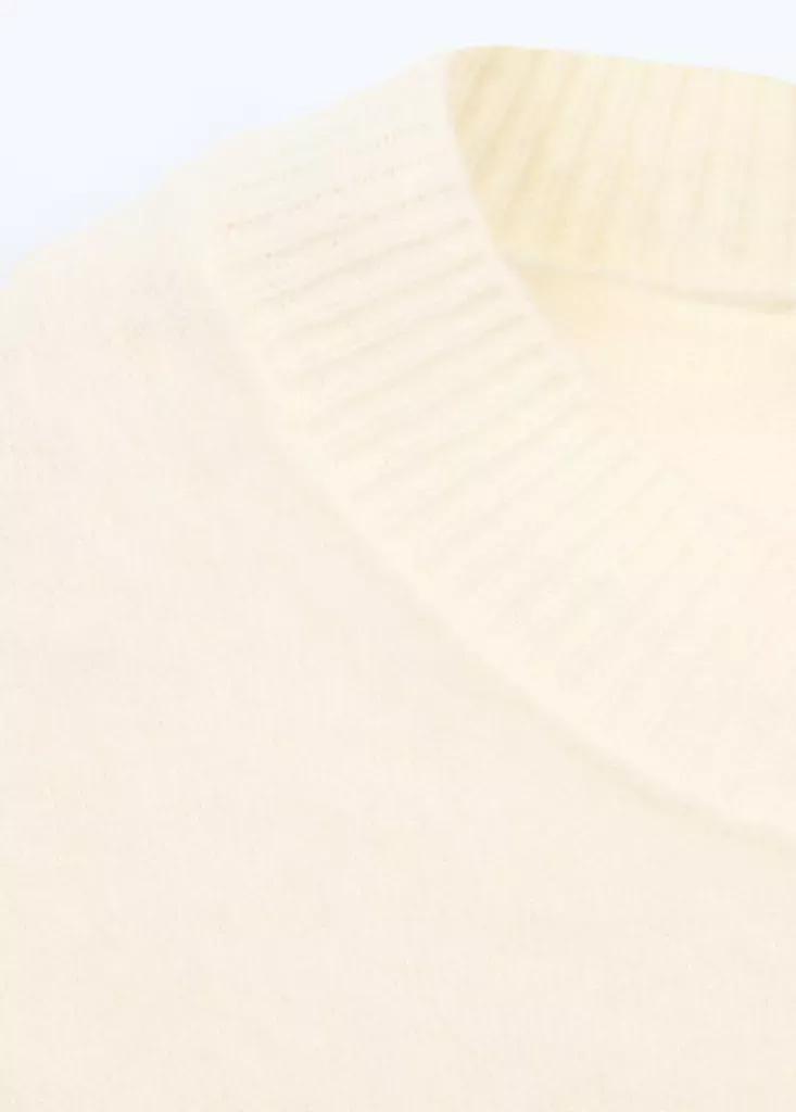 White Wool Short-Sleeved Sweater, White, large image number 4