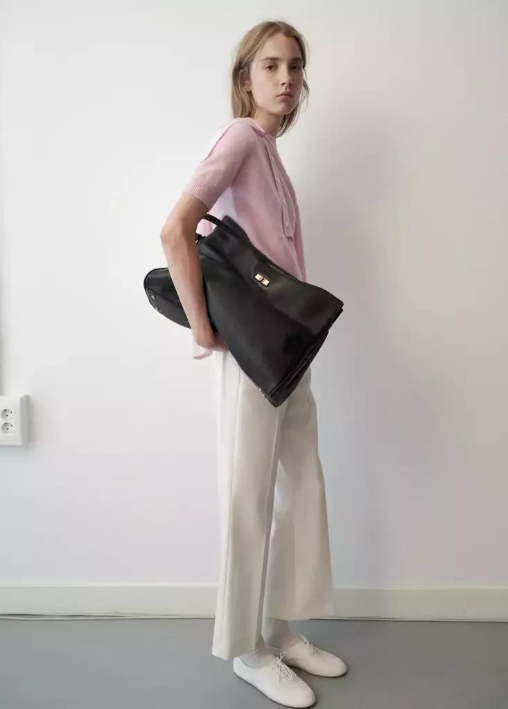 Pink Wool Short-Sleeved Sweater, Light-Pastel Pink, large image number 0