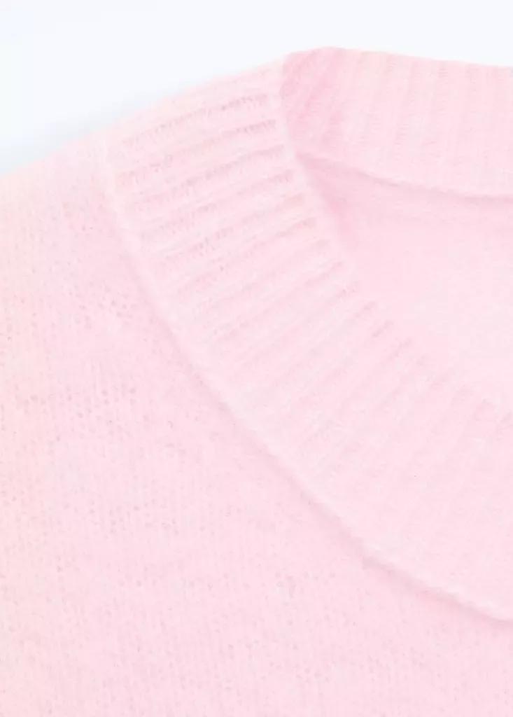 Pink Wool Short-Sleeved Sweater, Light-Pastel Pink, large image number 5