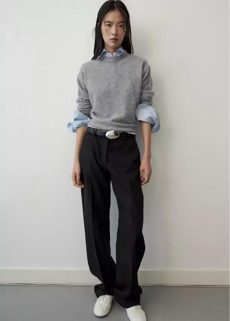 Grey 100% Brushed Wool Jumper, Dark Grey, large image number 0