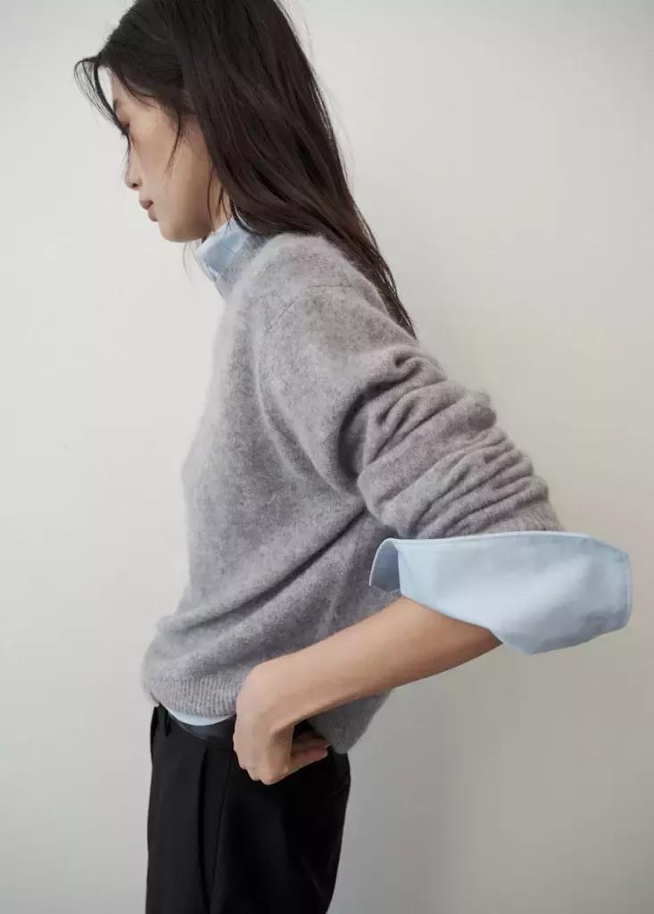 Grey 100% Brushed Wool Jumper, Dark Grey, medium