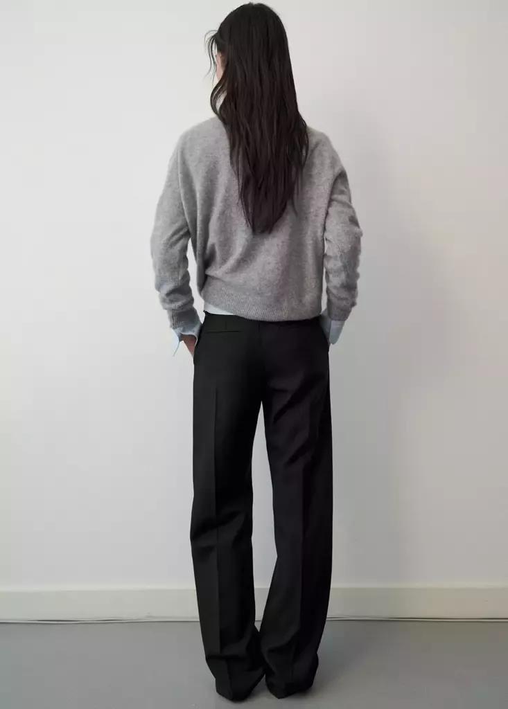 Grey 100% Brushed Wool Jumper, Dark Grey, medium