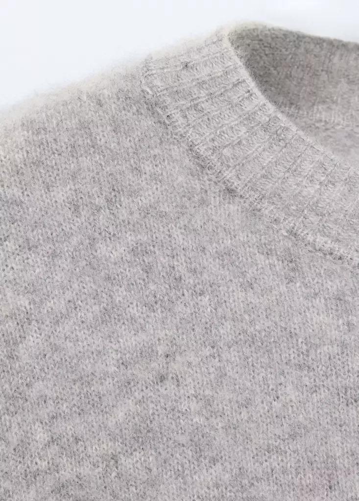 Grey 100% Brushed Wool Jumper, Dark Grey, large image number 5