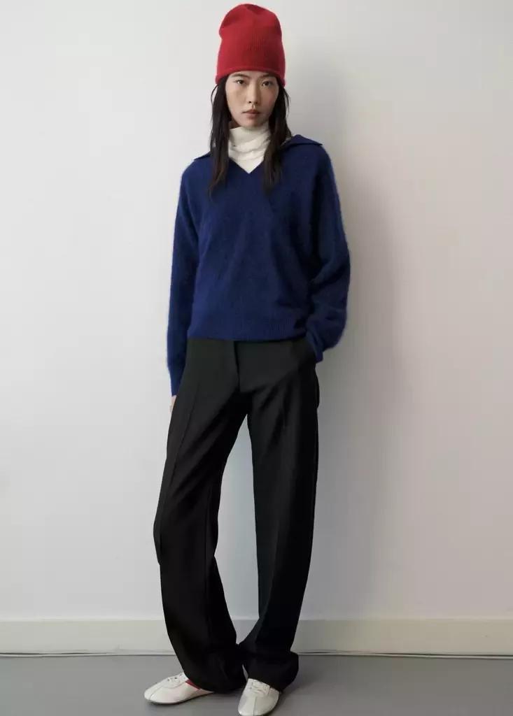 Blue Wool Polo-Neck Sweater, Medium Blue, large image number 0