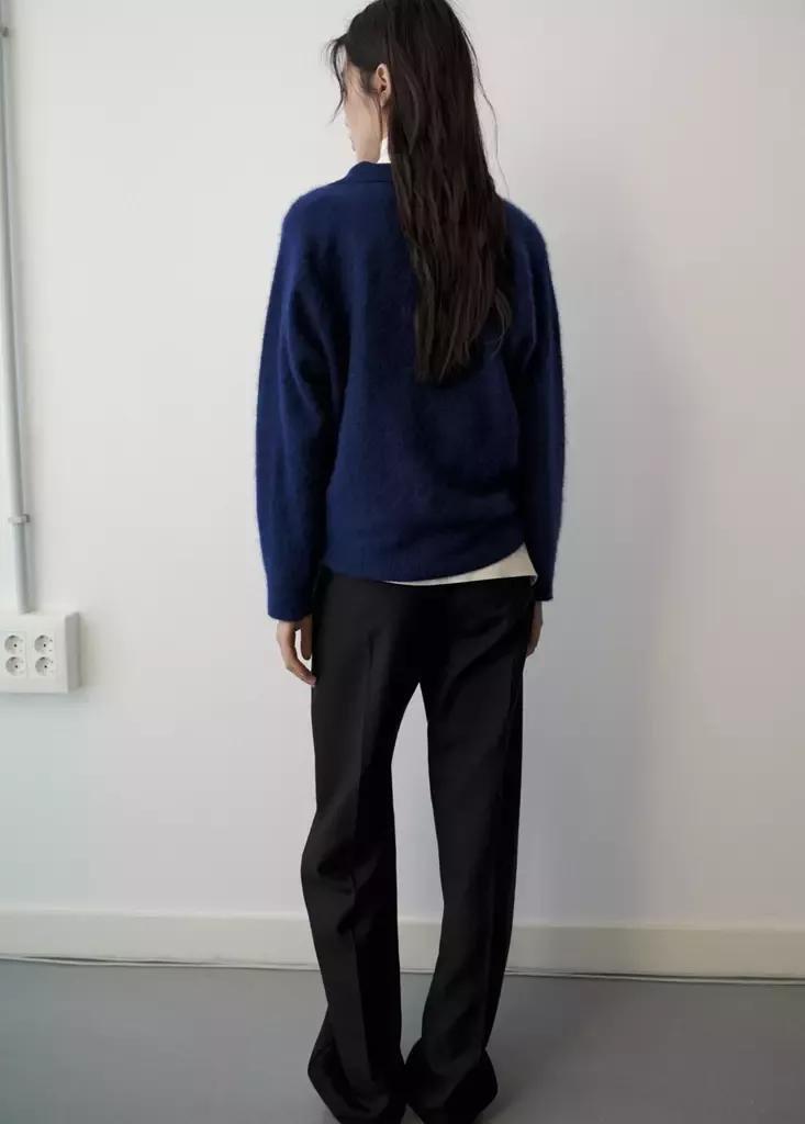 Blue Wool Polo-Neck Sweater, Medium Blue, large image number 2