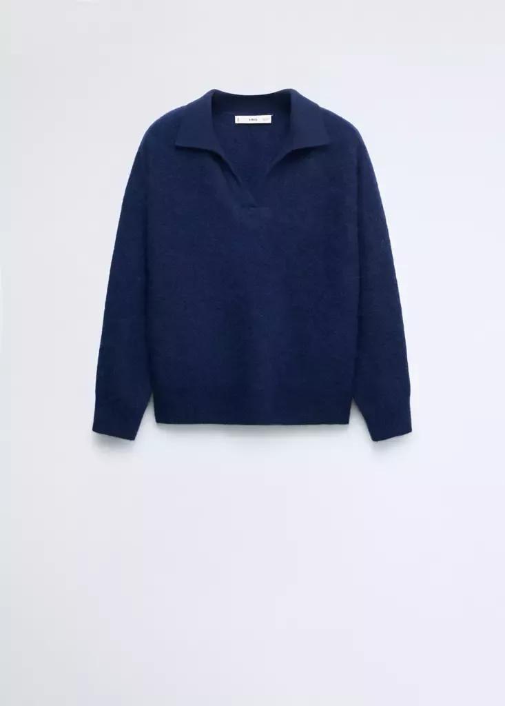 Blue Wool Polo-Neck Sweater, Medium Blue, large image number 3