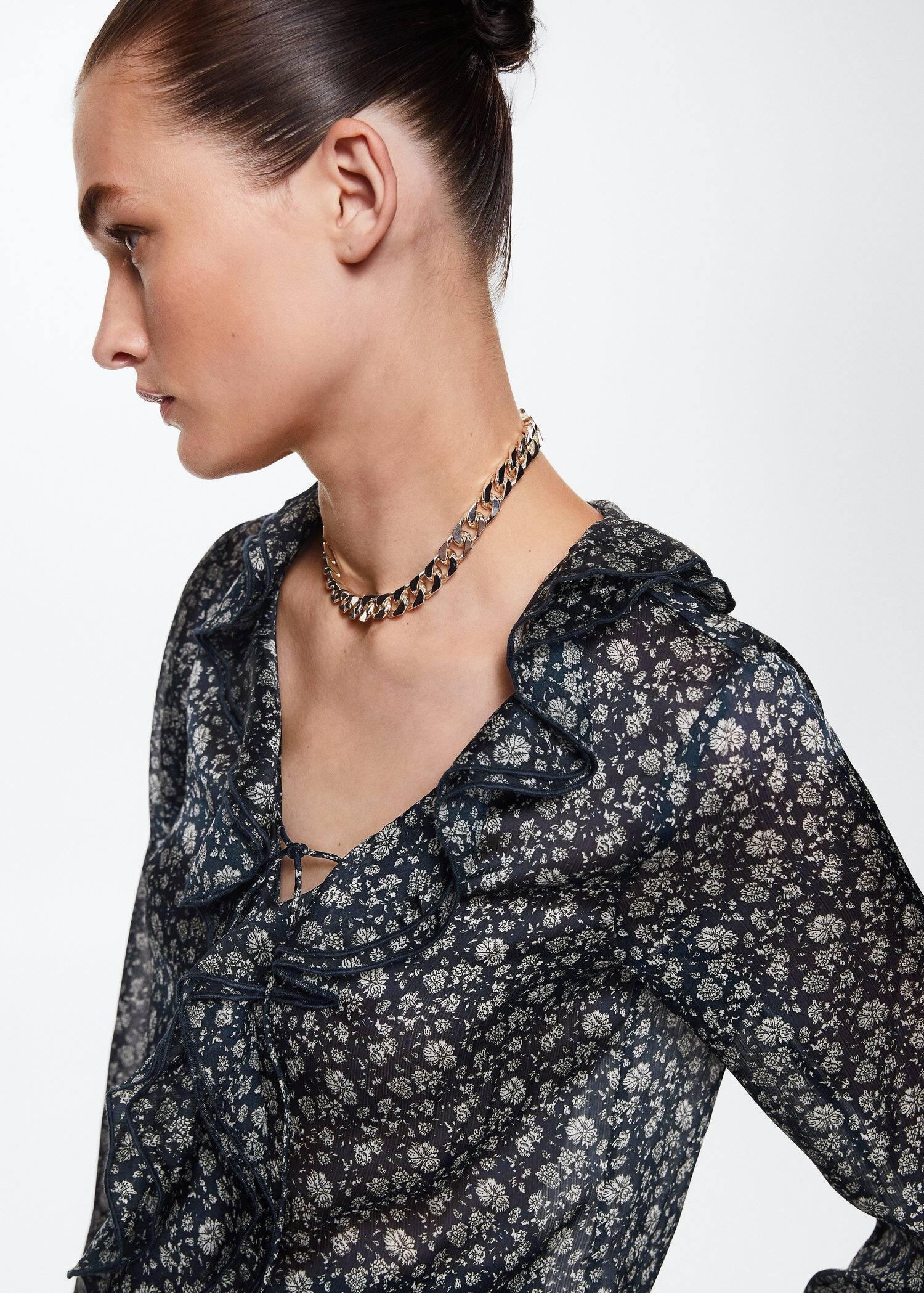 Blue Floral-Print Flowy Blouse, , large image number 0