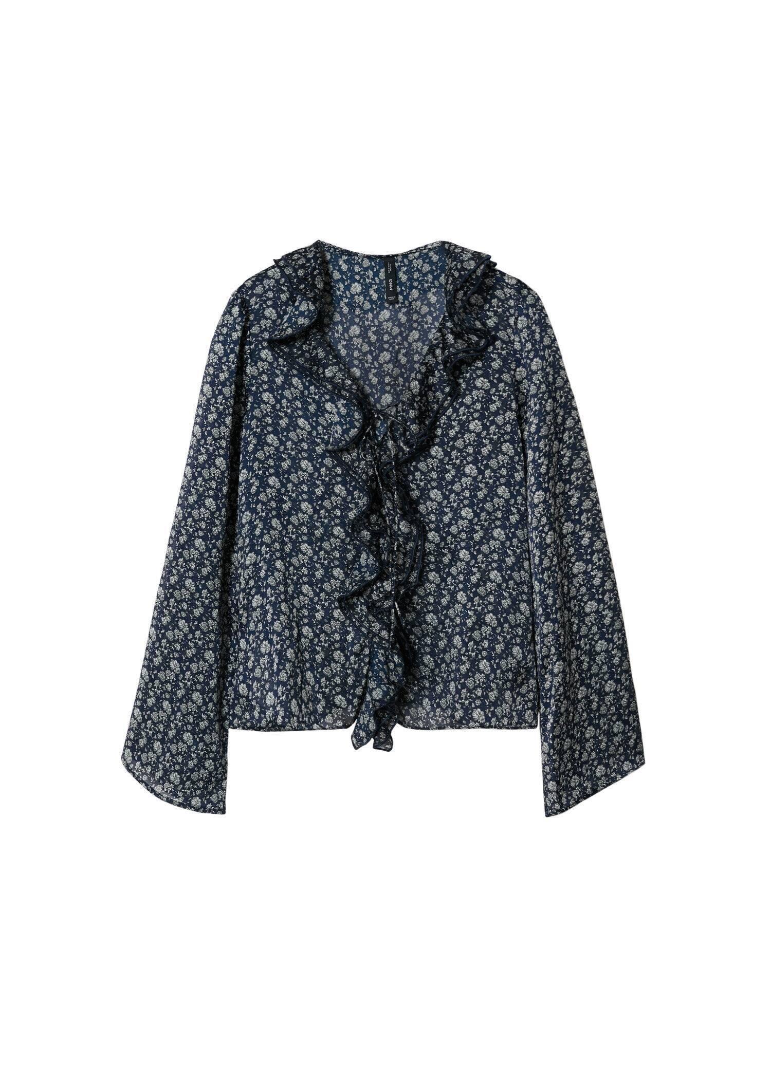Blue Floral-Print Flowy Blouse, , large image number 2