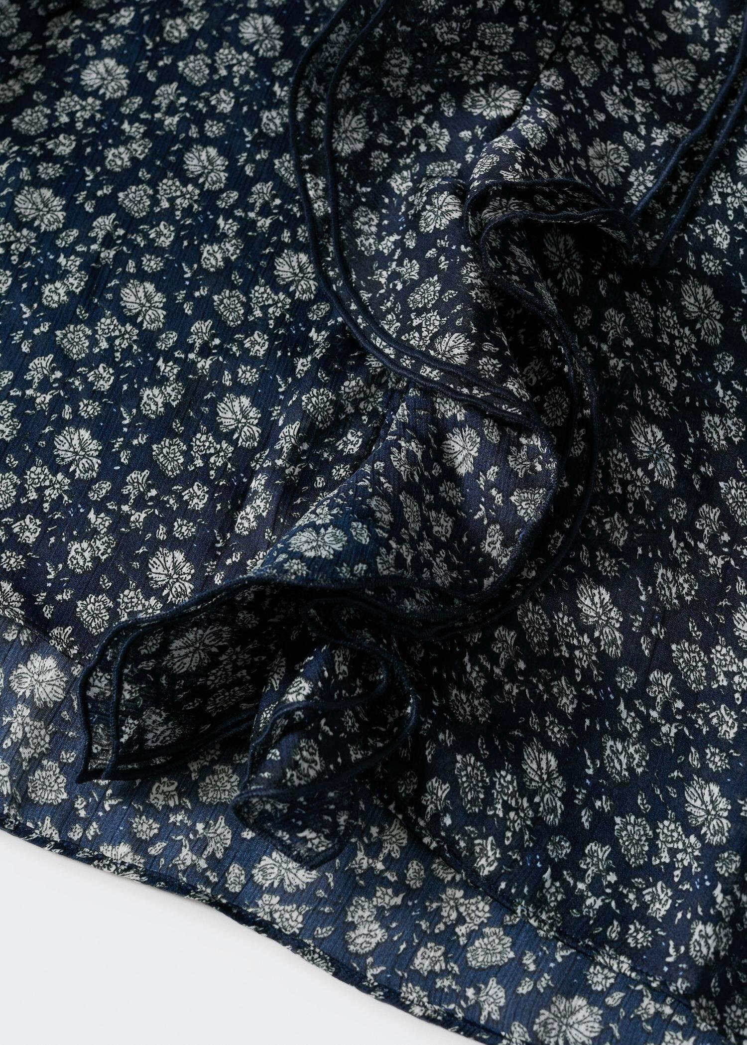 Blue Floral-Print Flowy Blouse, , large image number 4