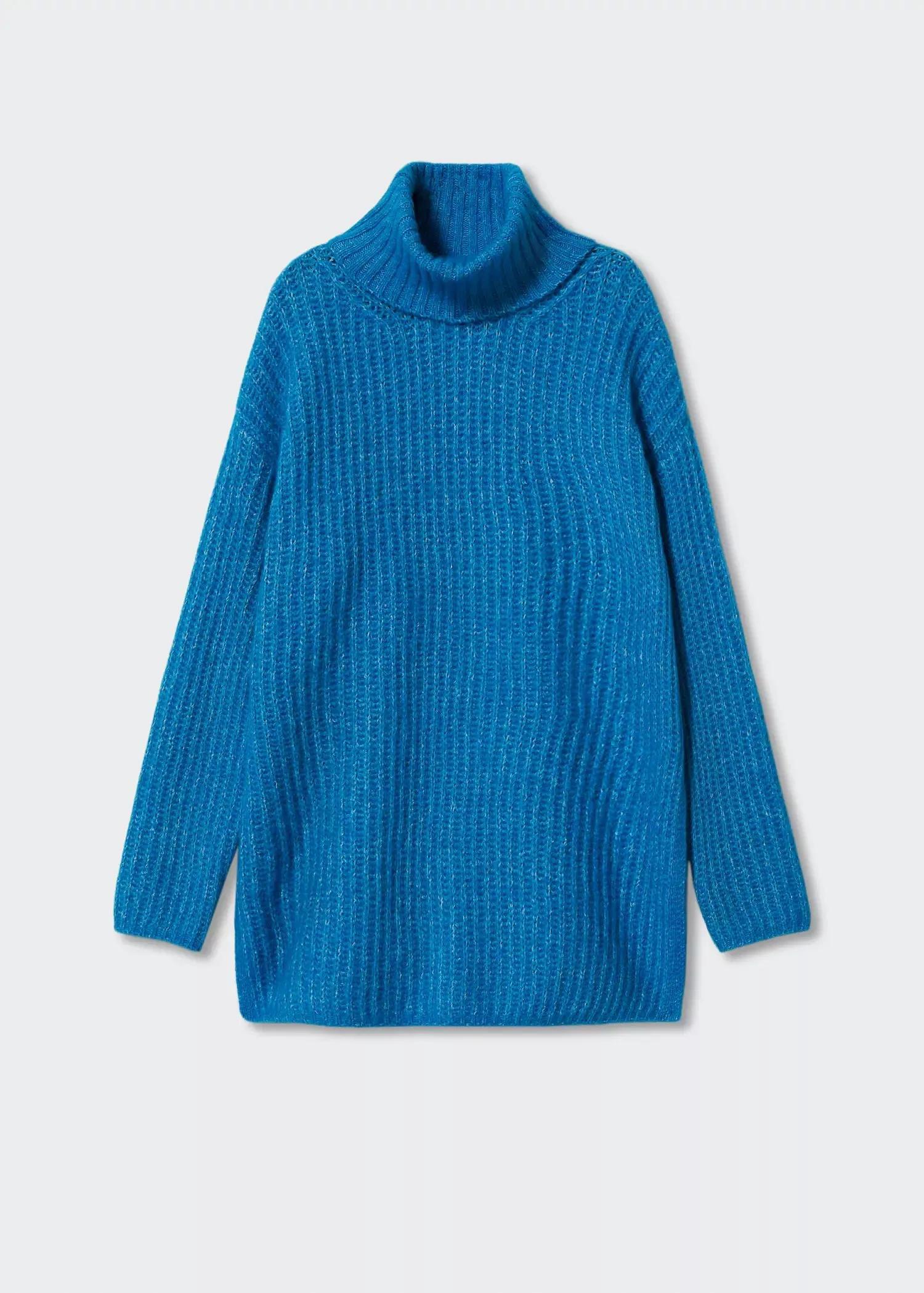 Blue Oversized Perkins Neck Sweater, , large image number 4