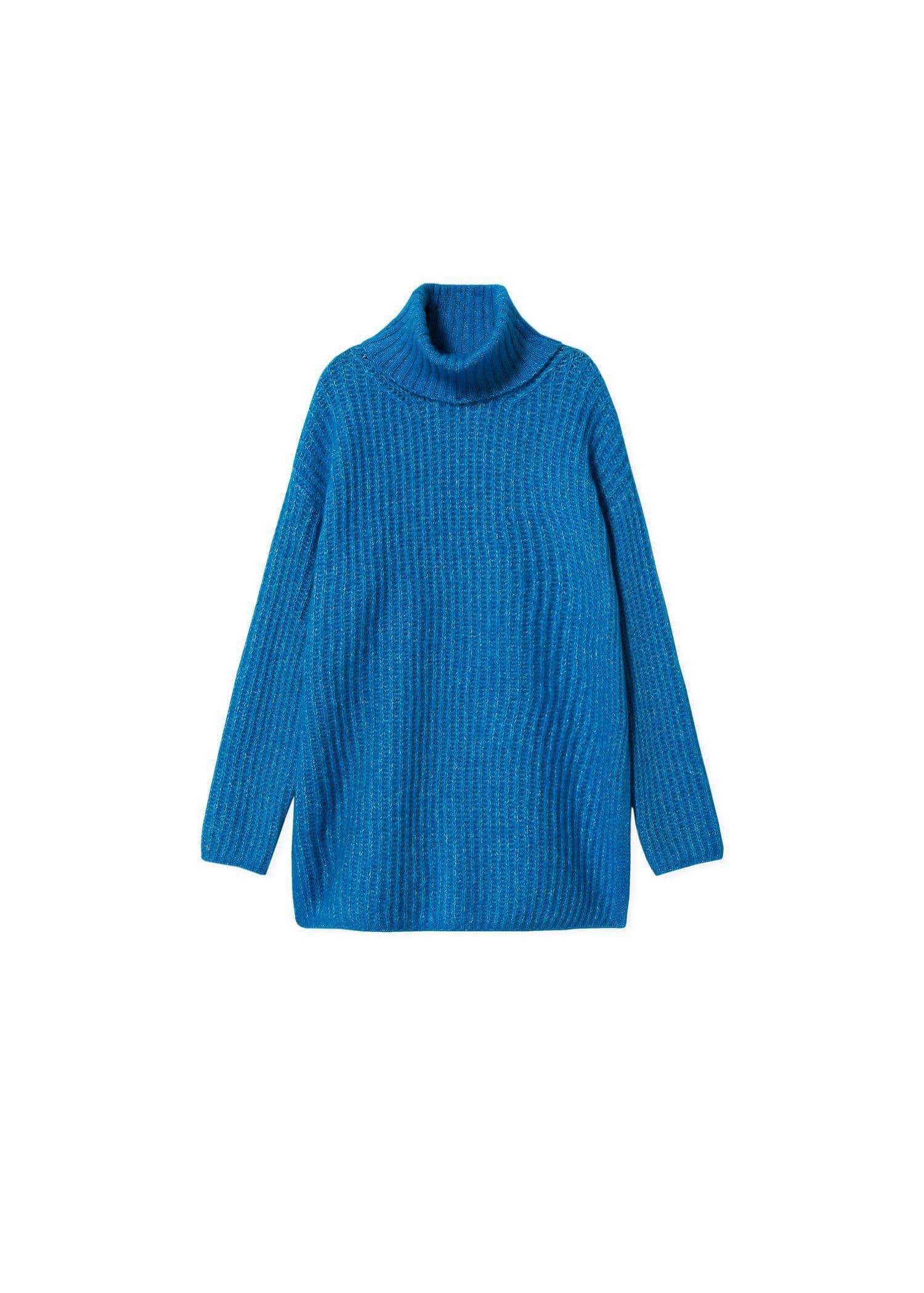 Blue Oversized Perkins Neck Sweater, , large image number 6