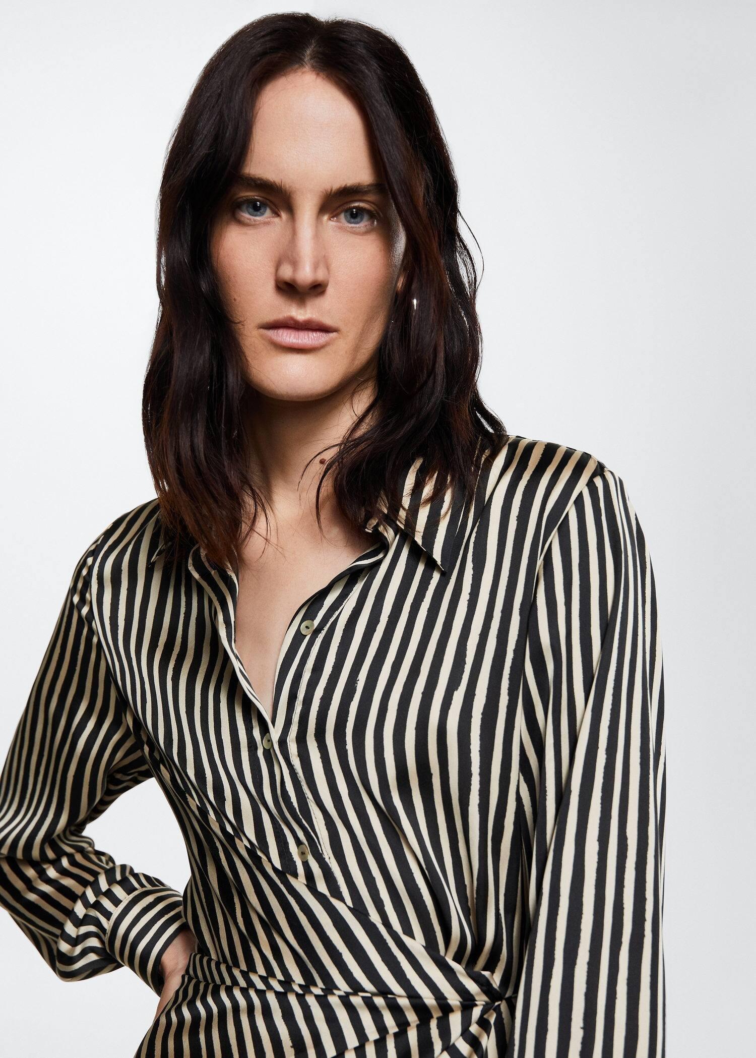 Black Striped Satin Dress, , large image number 2
