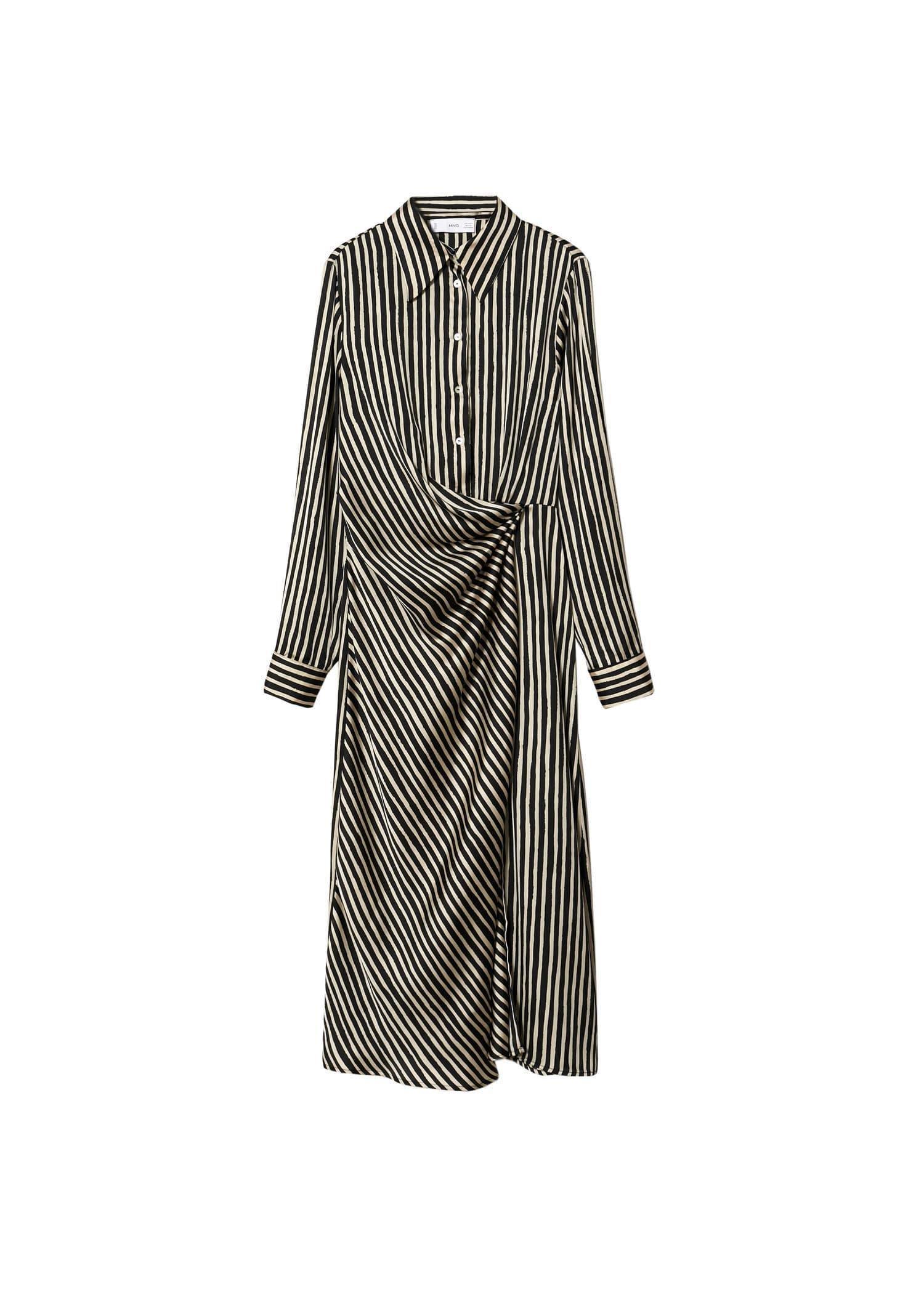 Black Striped Satin Dress, , large image number 3