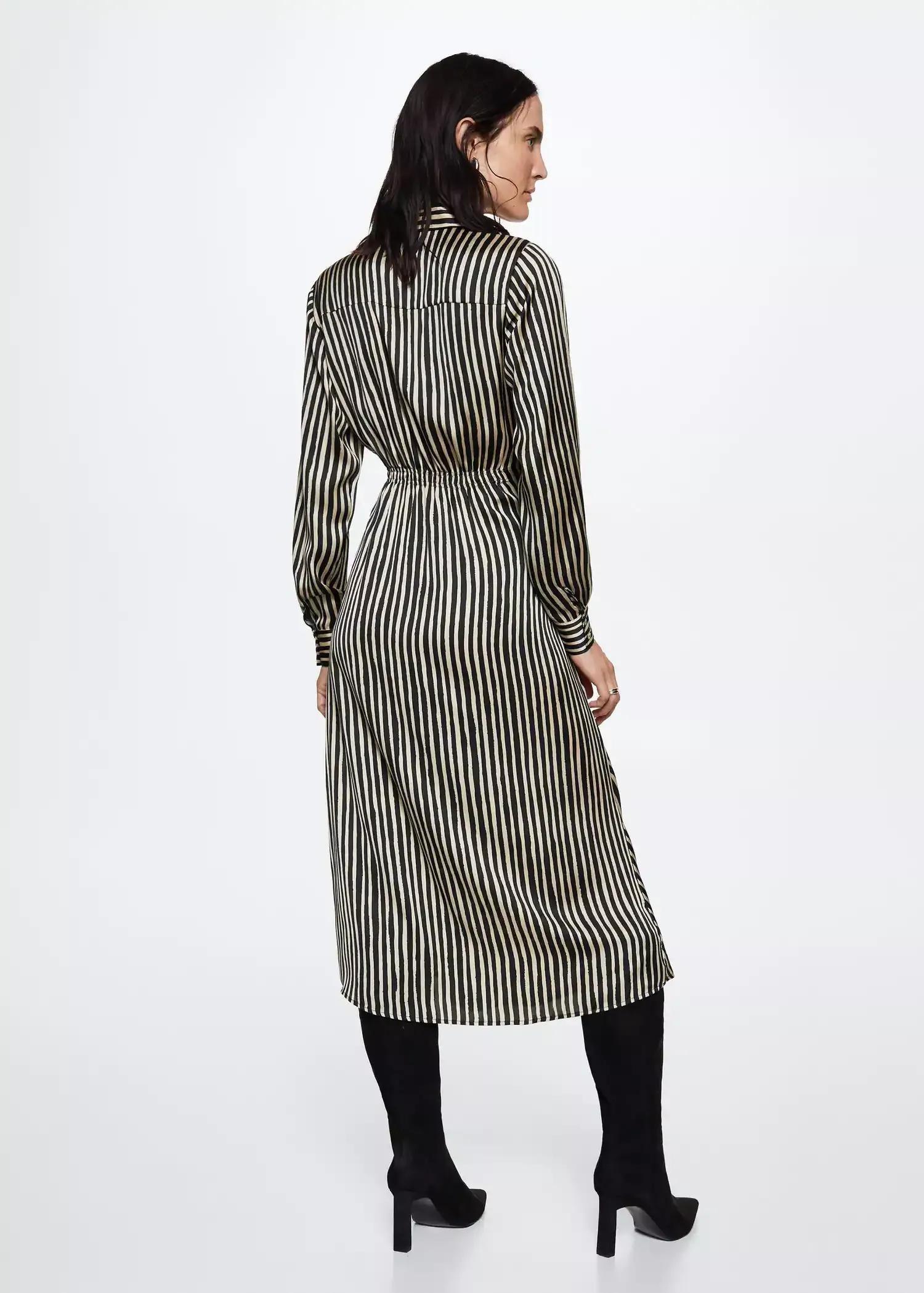 Black Striped Satin Dress, , large image number 5