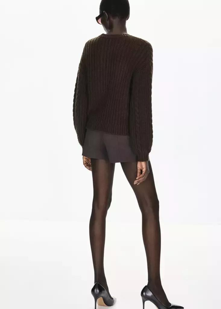 Brown Marled Cable-Knit Jumper, Brown, medium