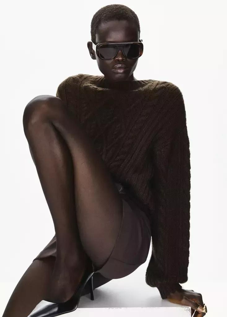 Brown Marled Cable-Knit Jumper, Brown, large image number 3