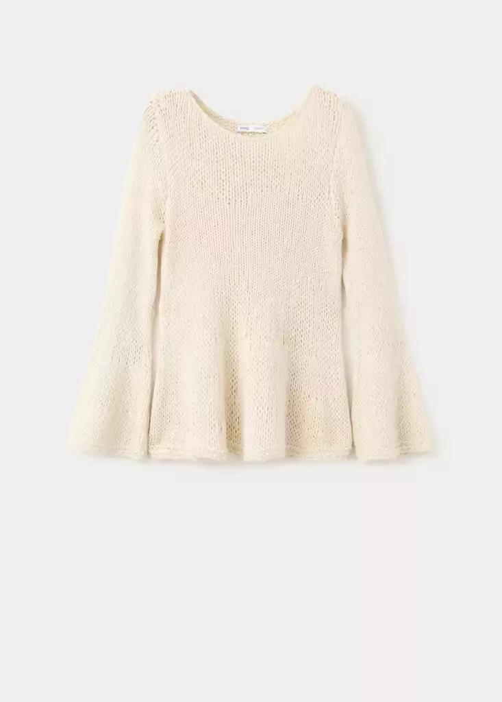 Cream Peplum Knit Jumper, Light Beige, large image number 5