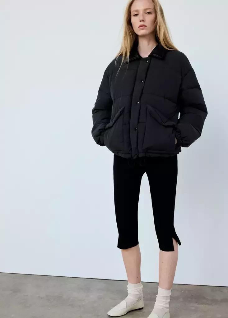 Grey Fur Collar Puffer Coat, Charcoal, medium