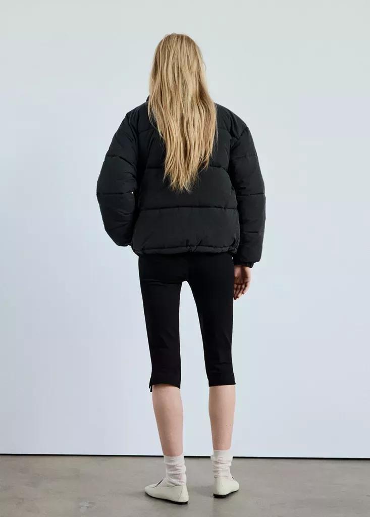 Grey Fur Collar Puffer Coat, Charcoal, large image number 2