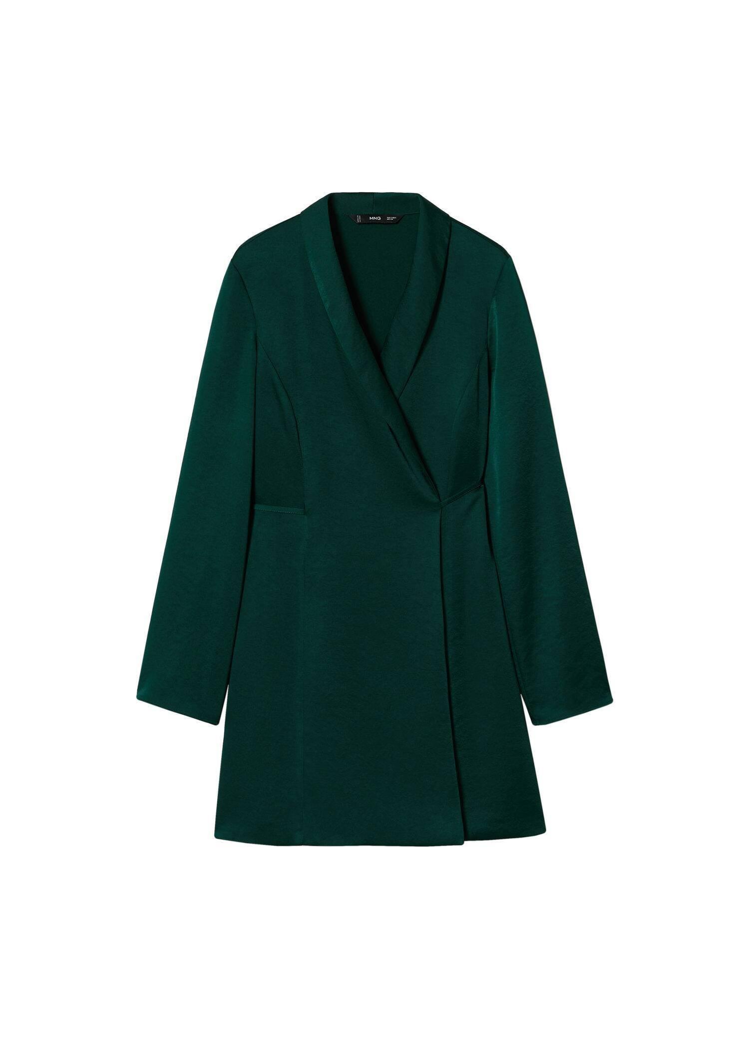 Green Wrapped Satin Dress, , large image number 4