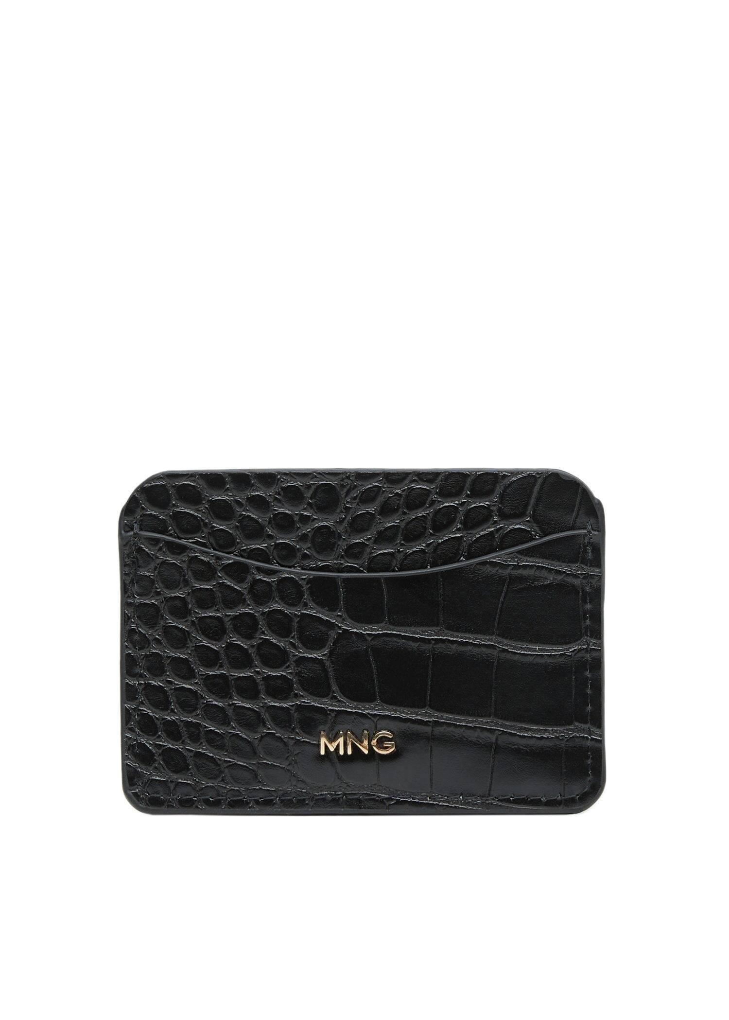 black Croc-effect card holder, , large image number 0