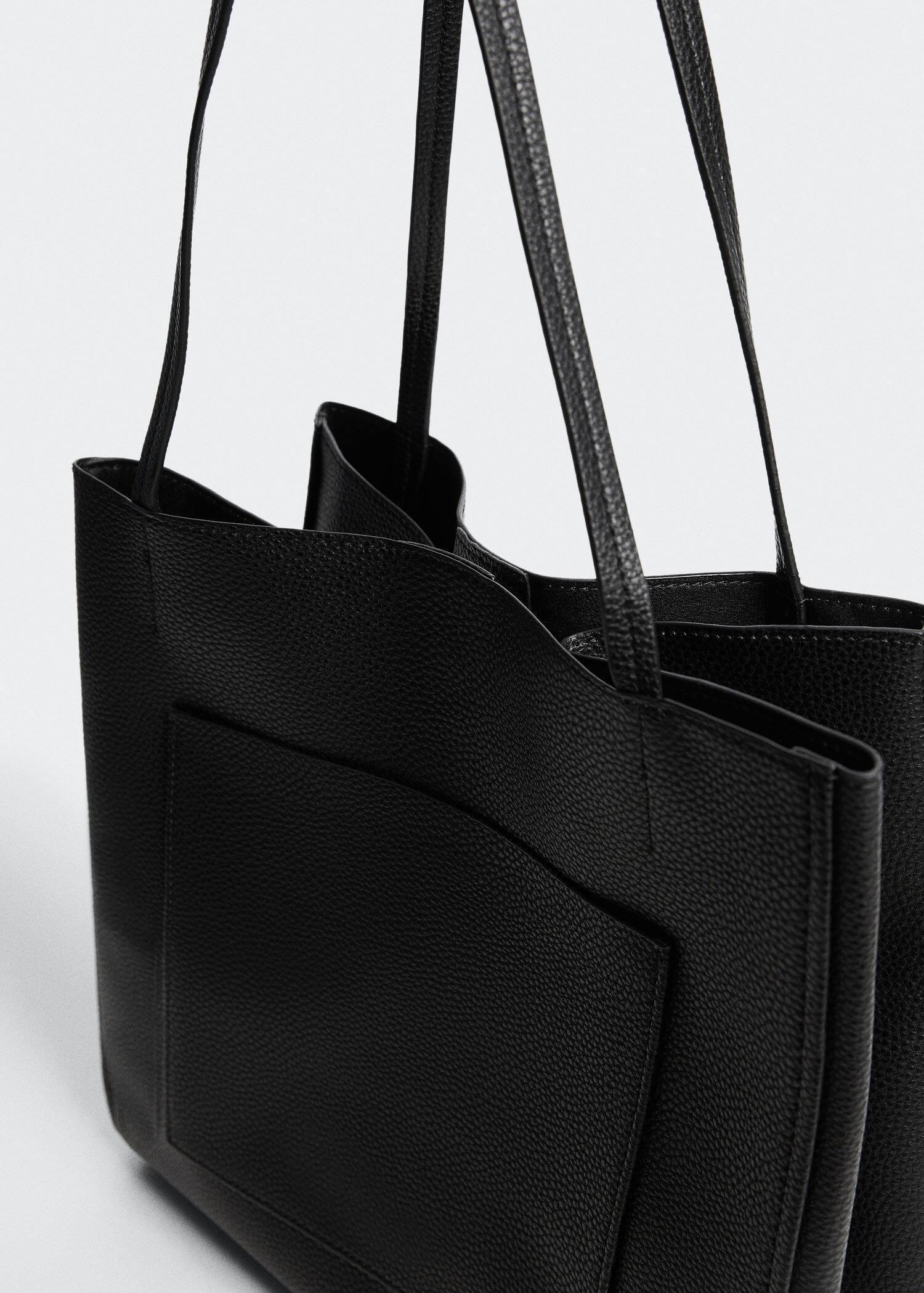 black Pocket shopper bag, , large image number 3