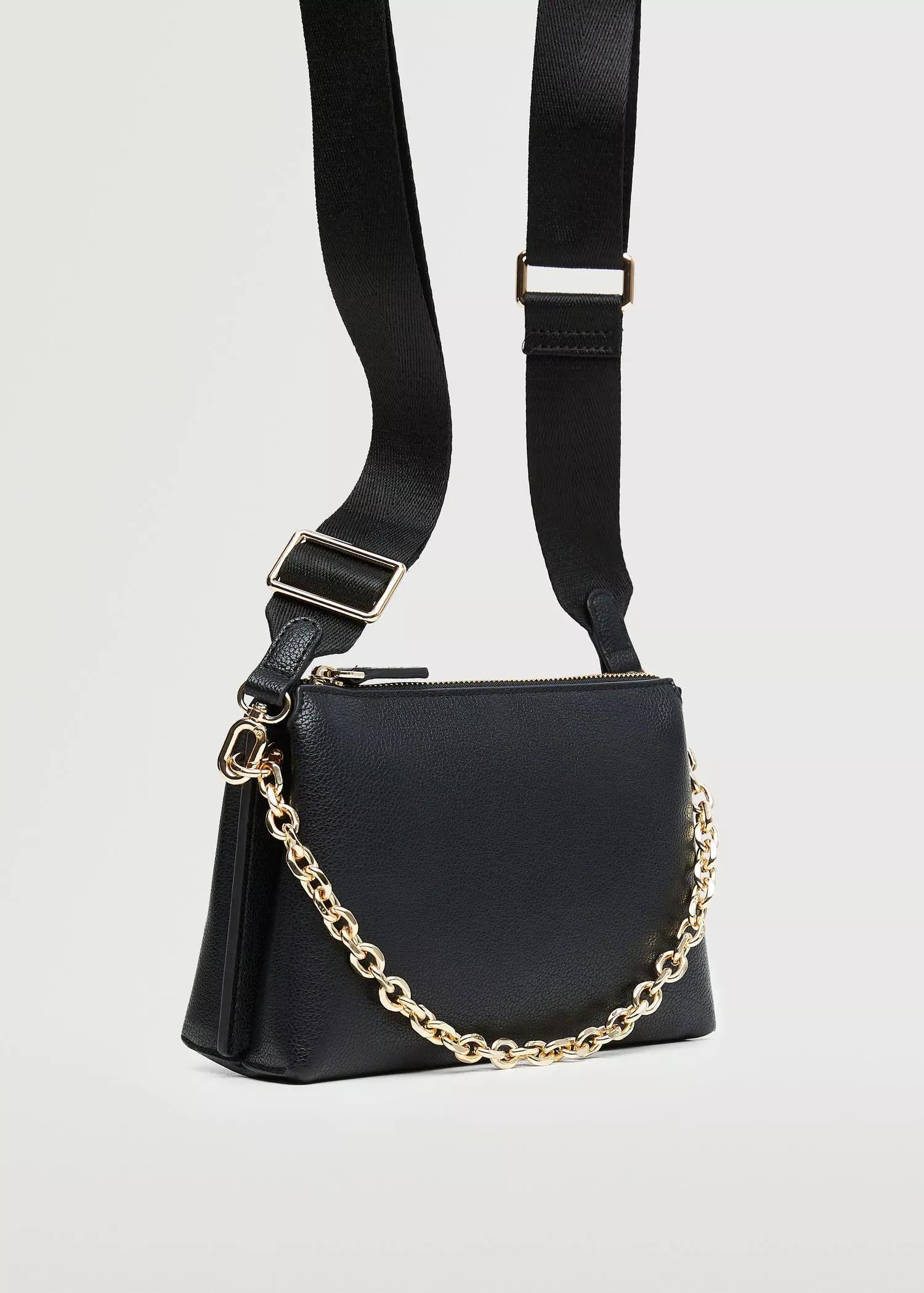 black Crossbody bag with chain, , large image number 0