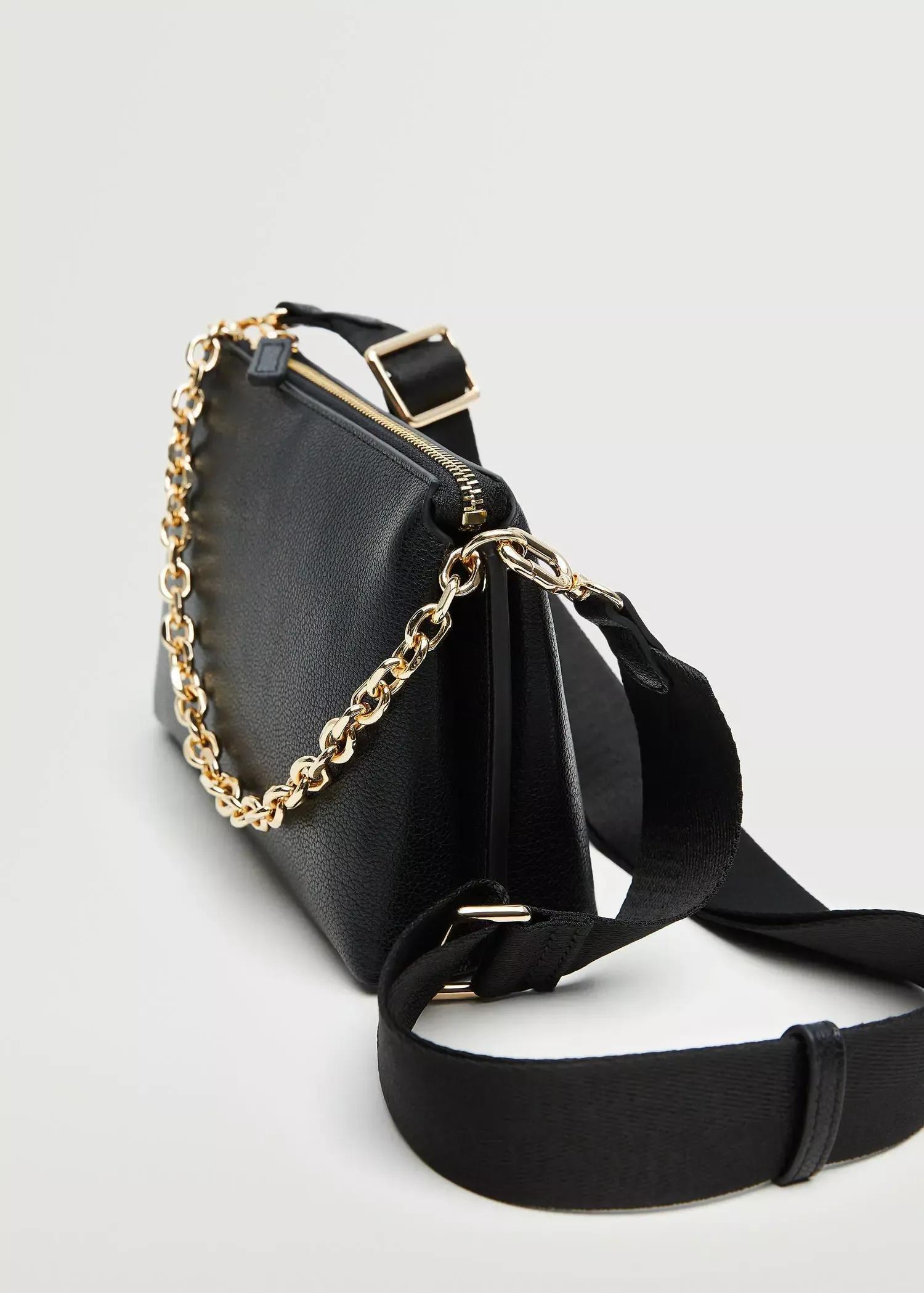 black Crossbody bag with chain, , large image number 1