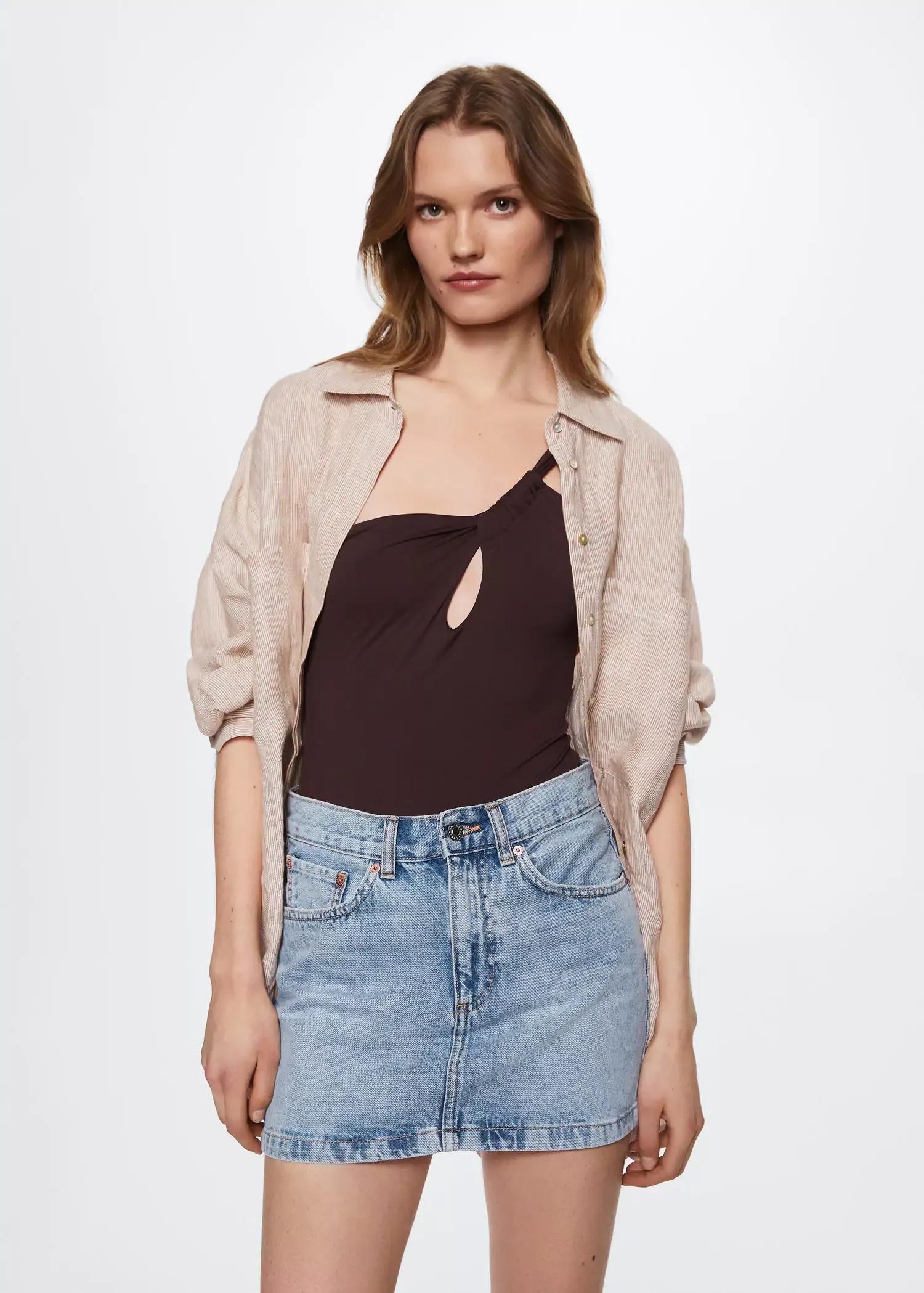 Open Blue Denim Miniskirt, , large image number 1