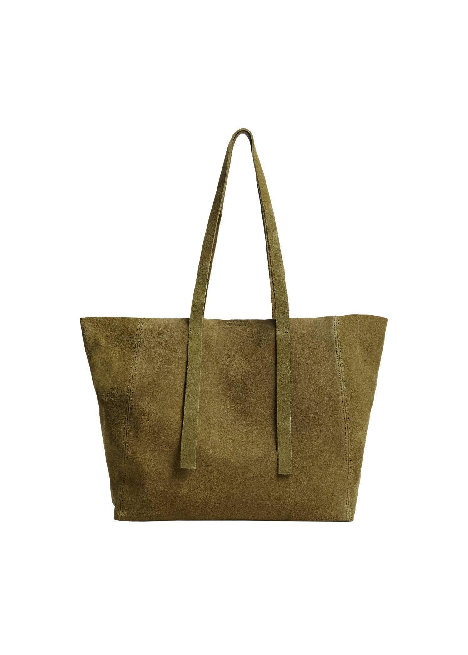 beige - khaki Leather shopper bag, , large image number 0