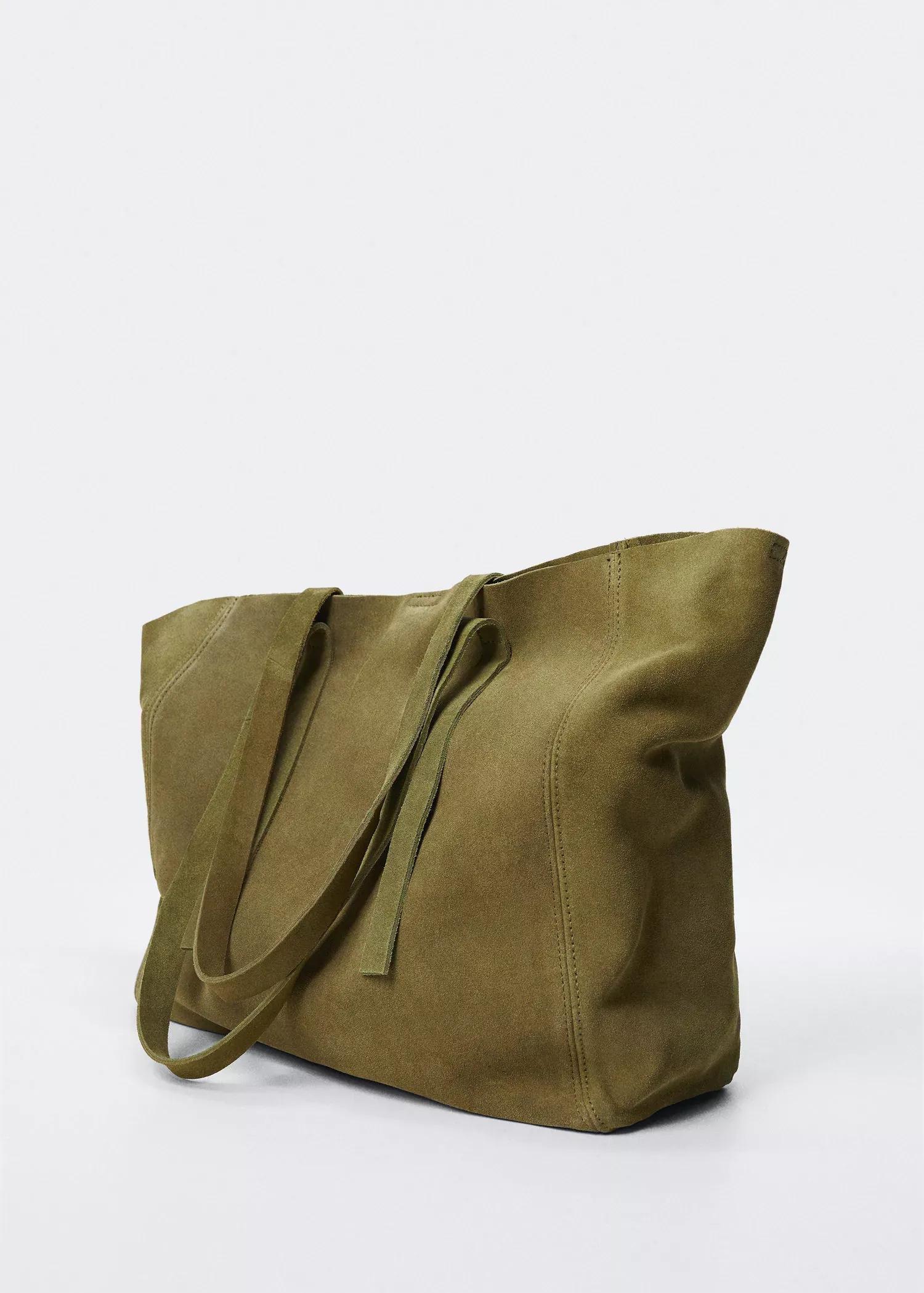 beige - khaki Leather shopper bag, , large image number 1