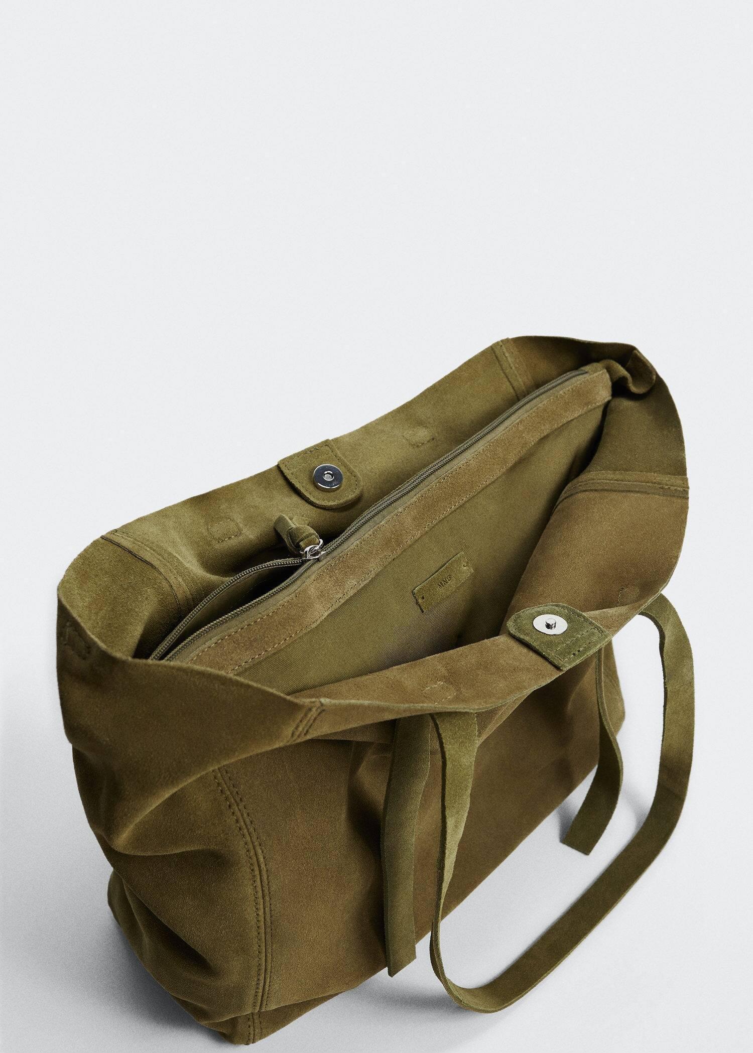 beige - khaki Leather shopper bag, , large image number 2