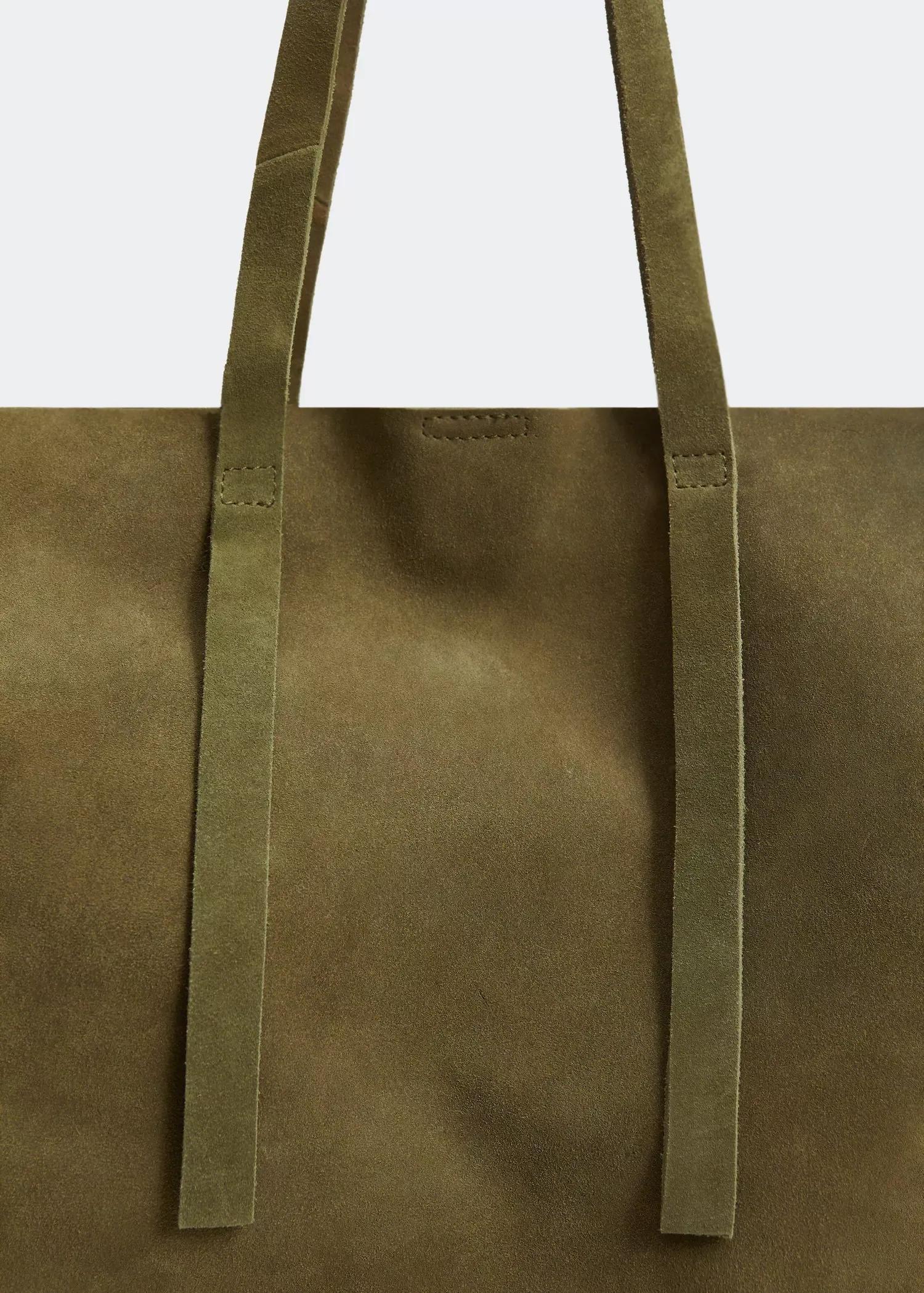 beige - khaki Leather shopper bag, , large image number 3