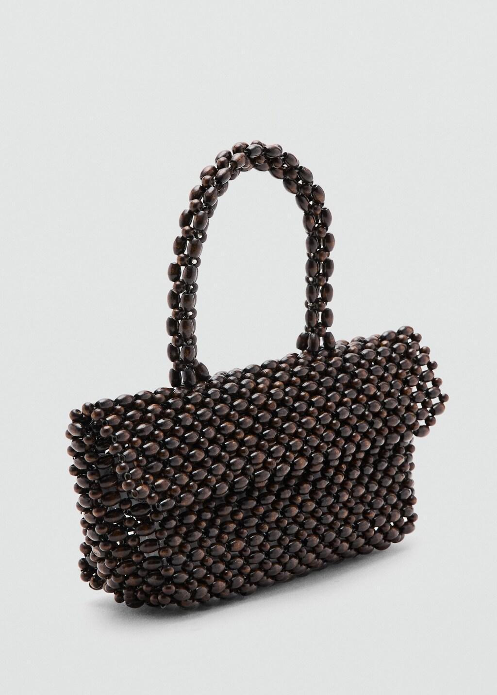 DARK BROWN Natural fibre handbag, Dark Brown, medium