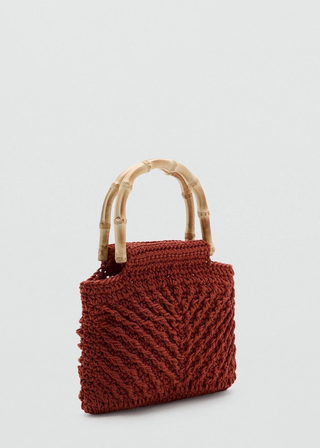 Orange Bamboo Handle Handbag, Medium Orange, large image number 0