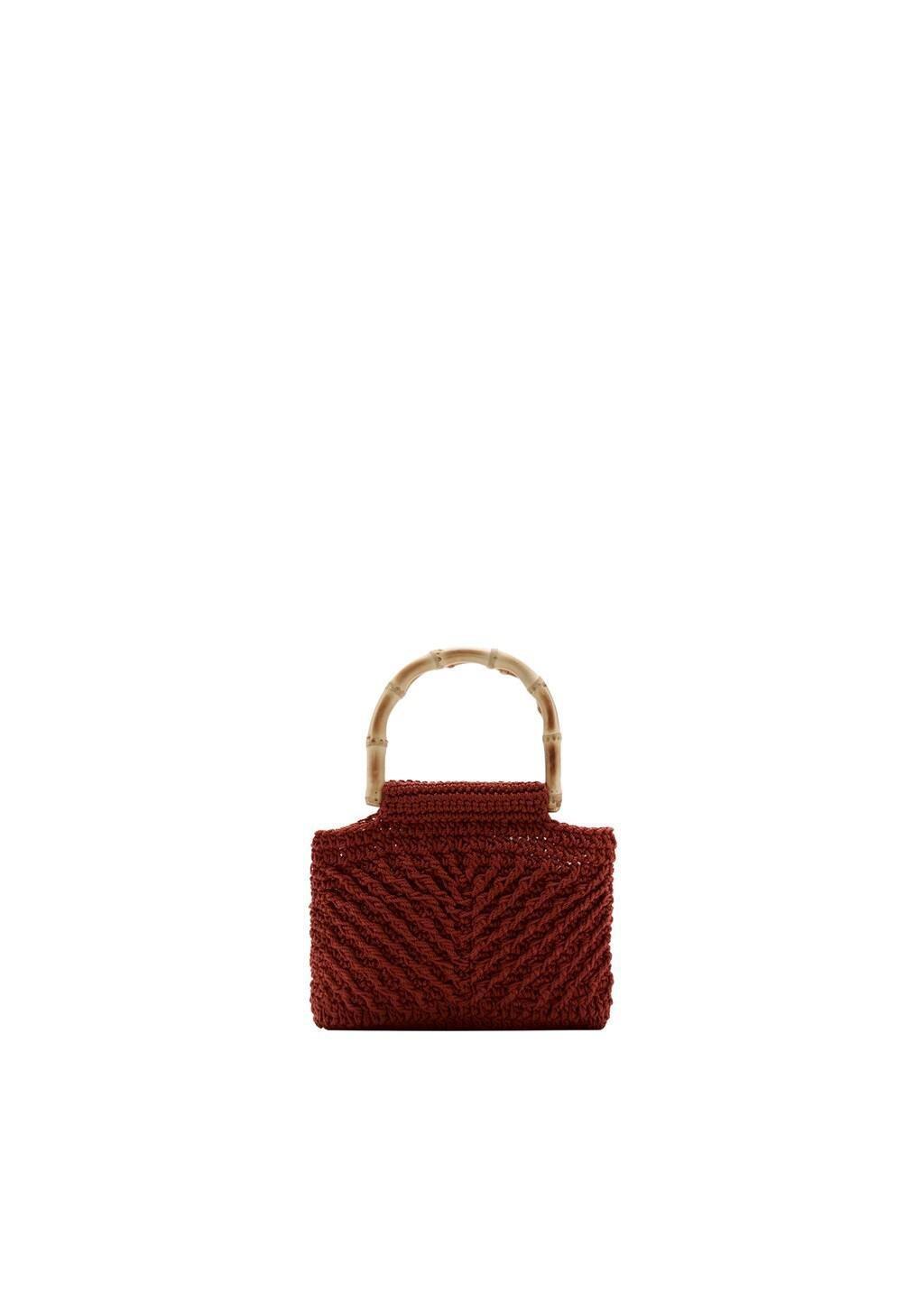 Orange Bamboo Handle Handbag, Medium Orange, large image number 2