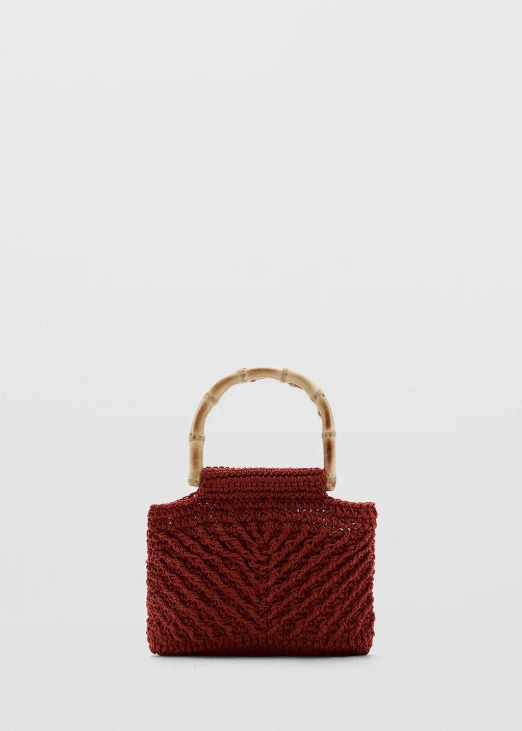Orange Bamboo Handle Handbag, Medium Orange, large image number 3
