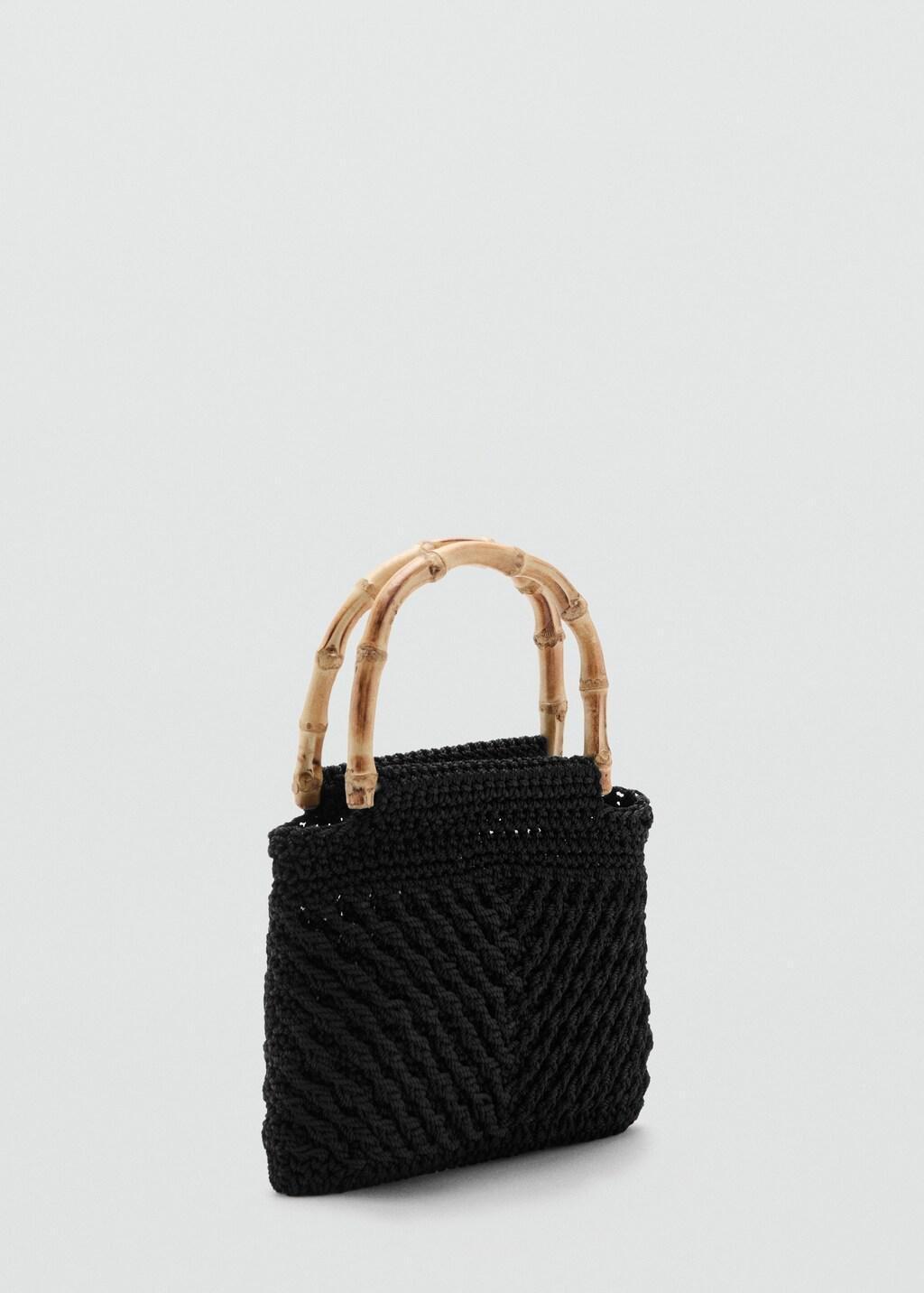 Black Bamboo Handle Handbag, Black, large image number 0