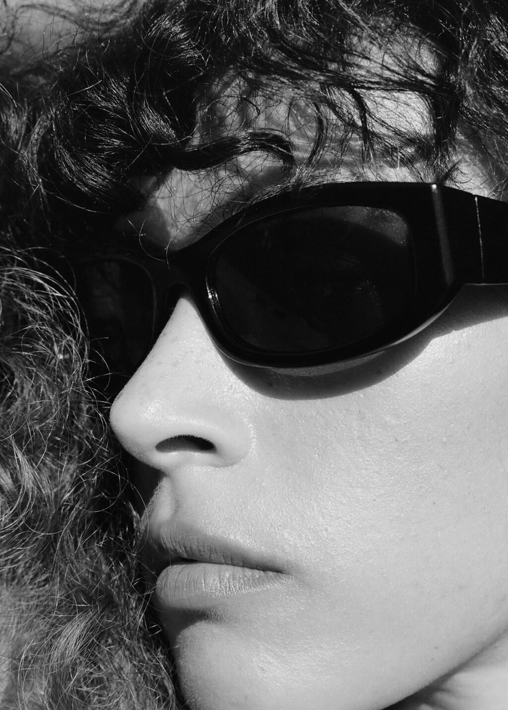 Black Resin Frame Sunglasses, Black, large image number 0