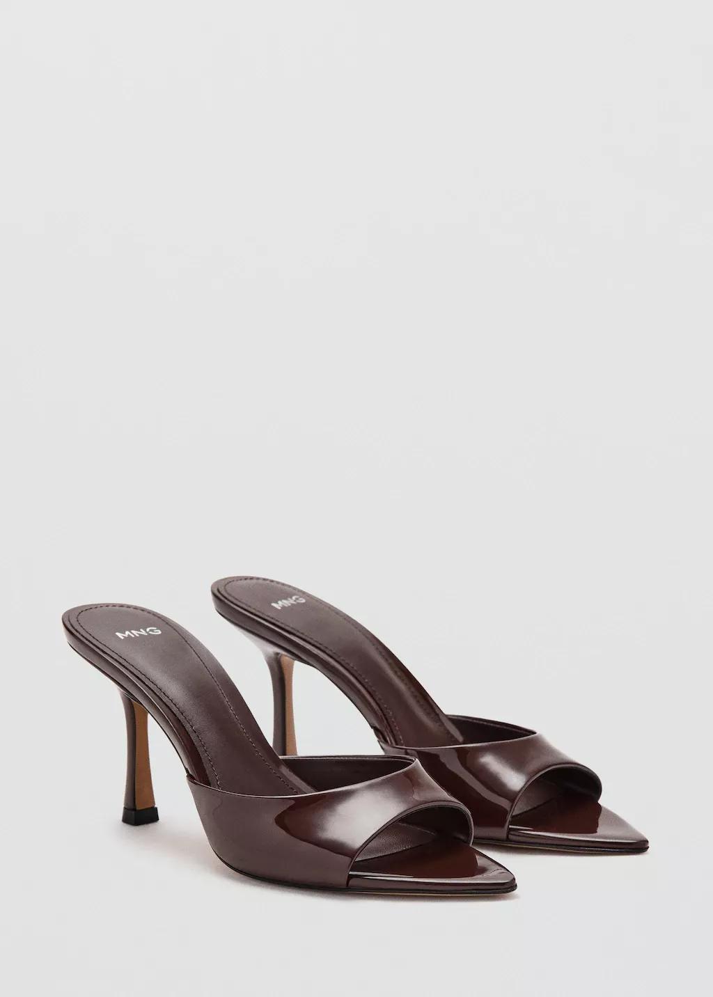 Brown Patent Leather High-Heeled Sandals, 0201_32, large image number 1