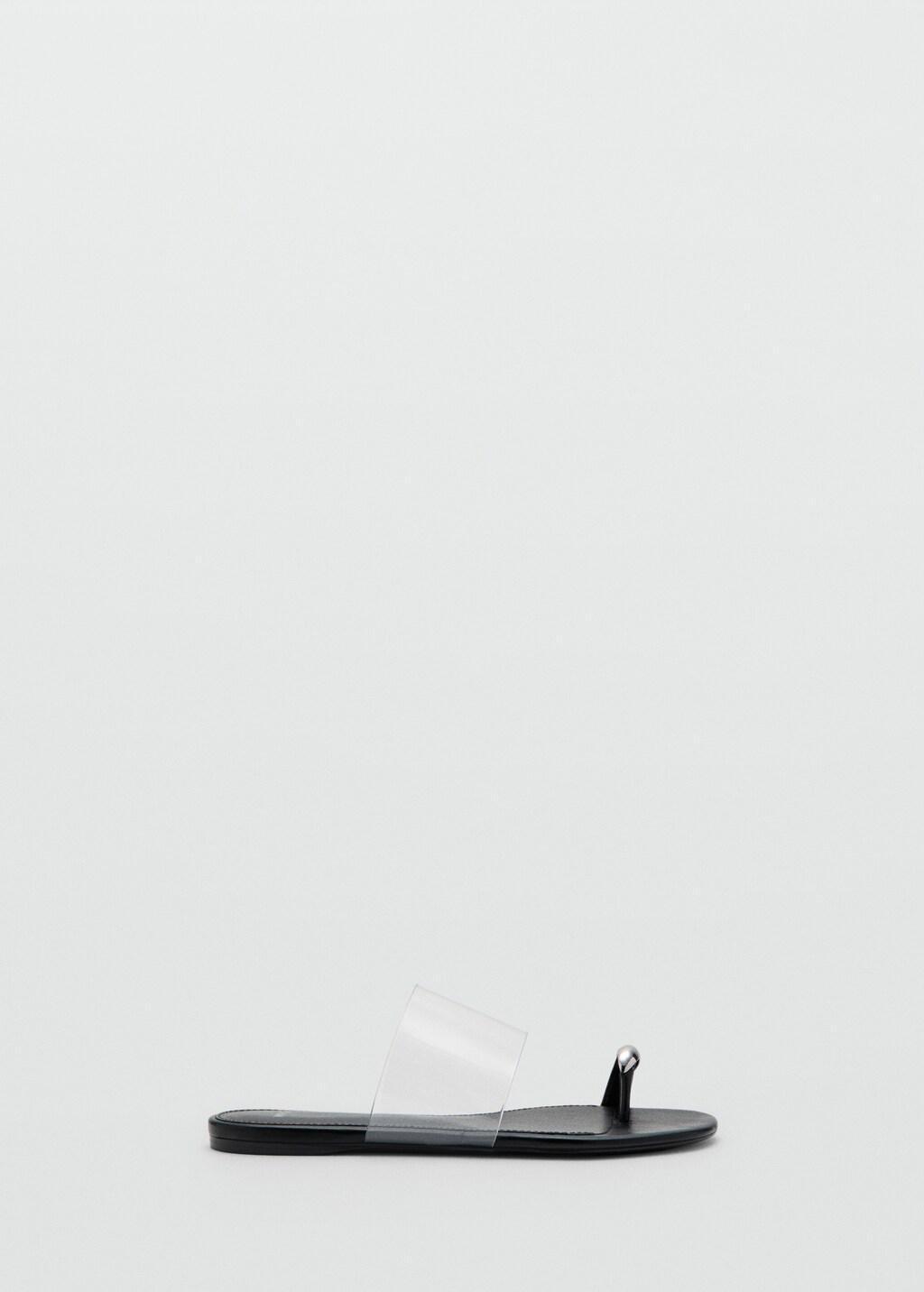 Black Vinyl Strap Sandal, Black, large image number 3