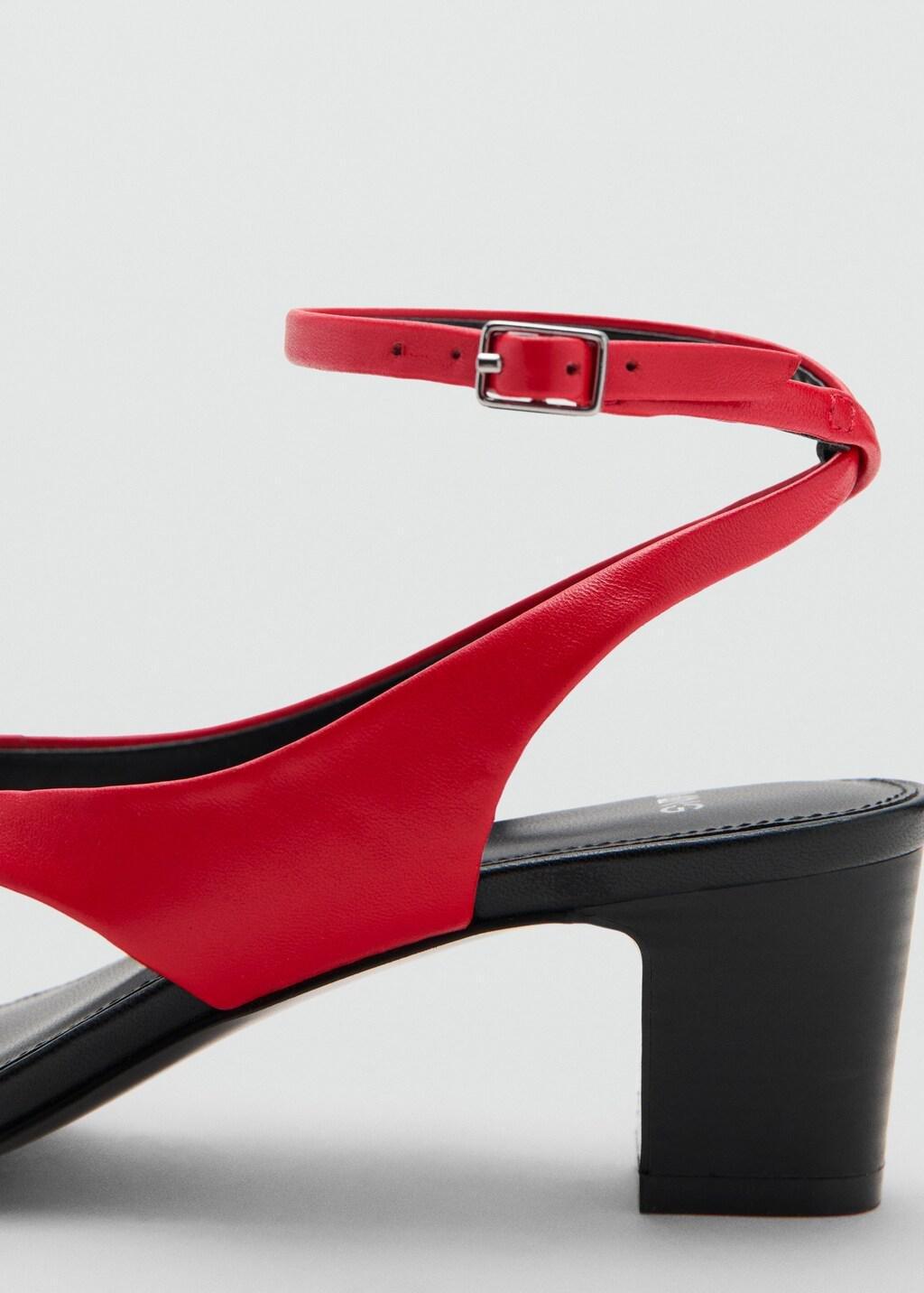 Red Heeled Leather Sandals With Straps, Red, large image number 1