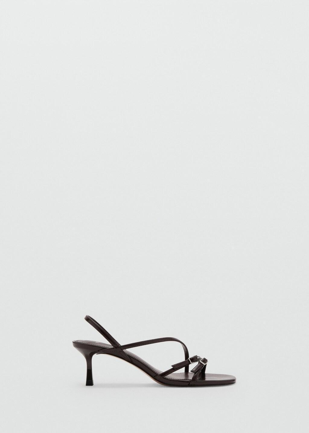 Brown Kitten Heel Sandals With Straps, Dark Brown, large image number 4