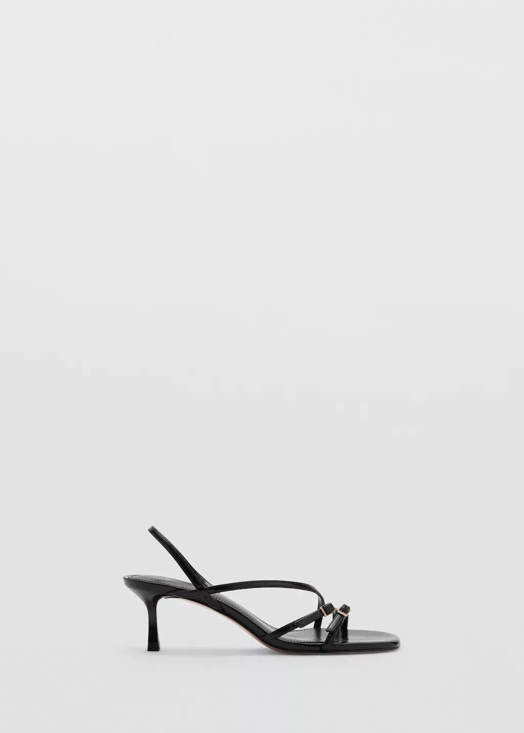 Black Kitten Heel Sandals With Straps, Black, large image number 3