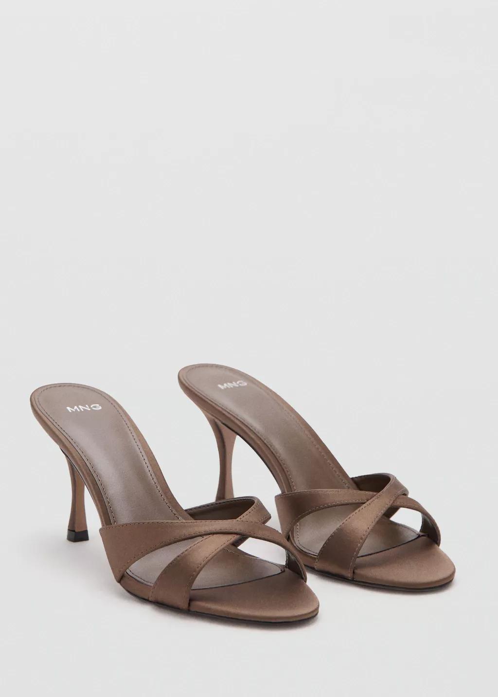 Brown Heel Non-Structured Sandals, Dark Brown, large image number 1