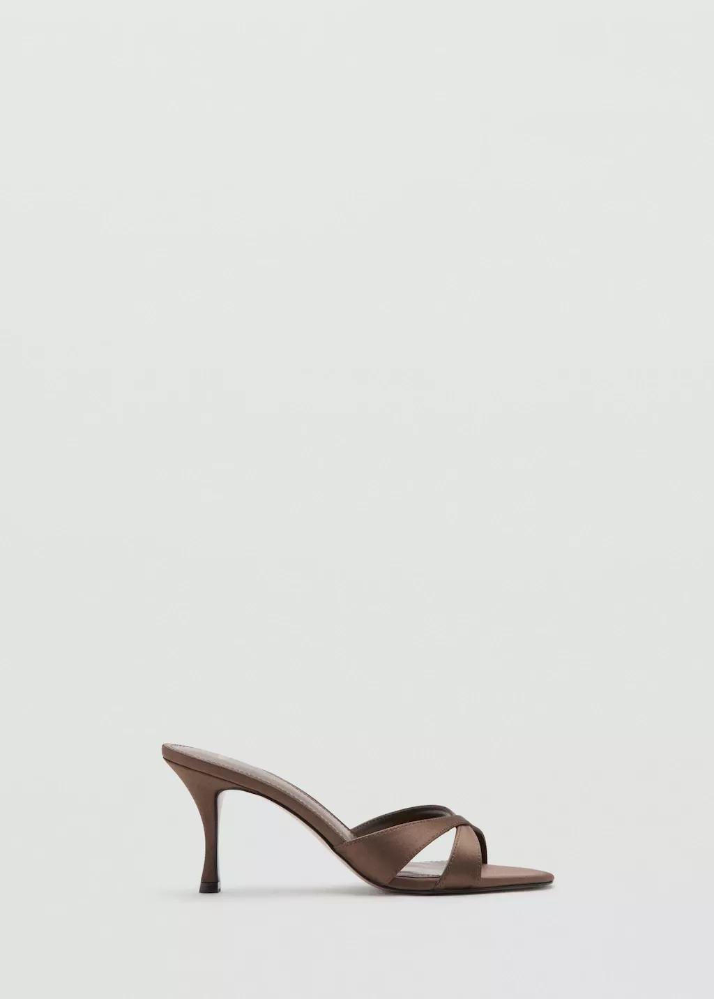 Brown Heel Non-Structured Sandals, Dark Brown, large image number 4