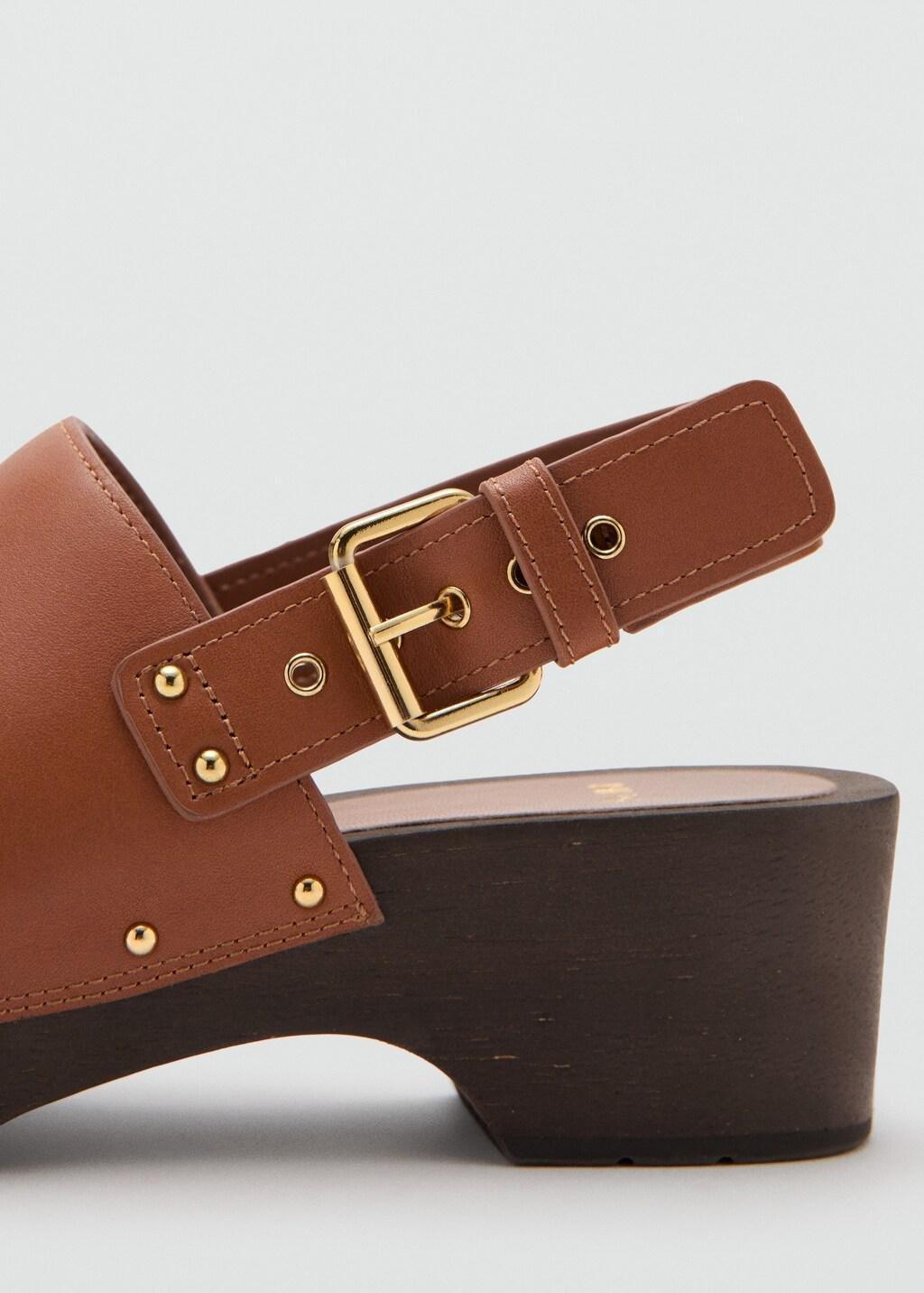 Brown Leather Studded Mule, Medium Brown, large image number 2