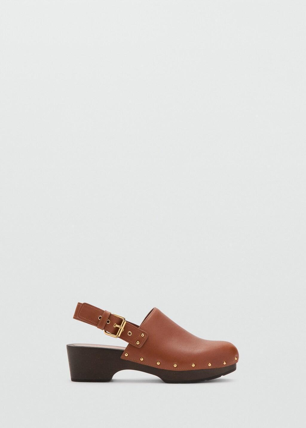 Brown Leather Studded Mule, Medium Brown, large image number 4