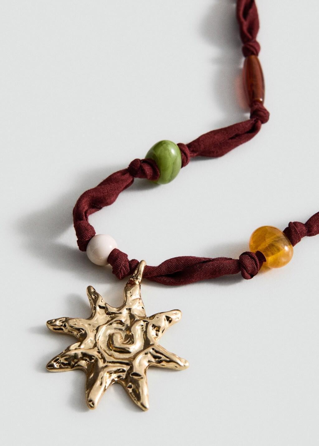 Gold Bead Necklace With Sun Detail, 0201_OR, medium
